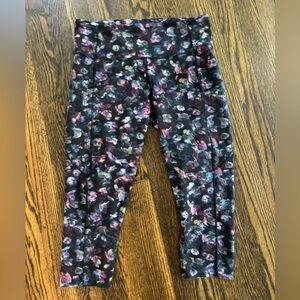 Lululemon Athletica Black Floral Pants- Size 10